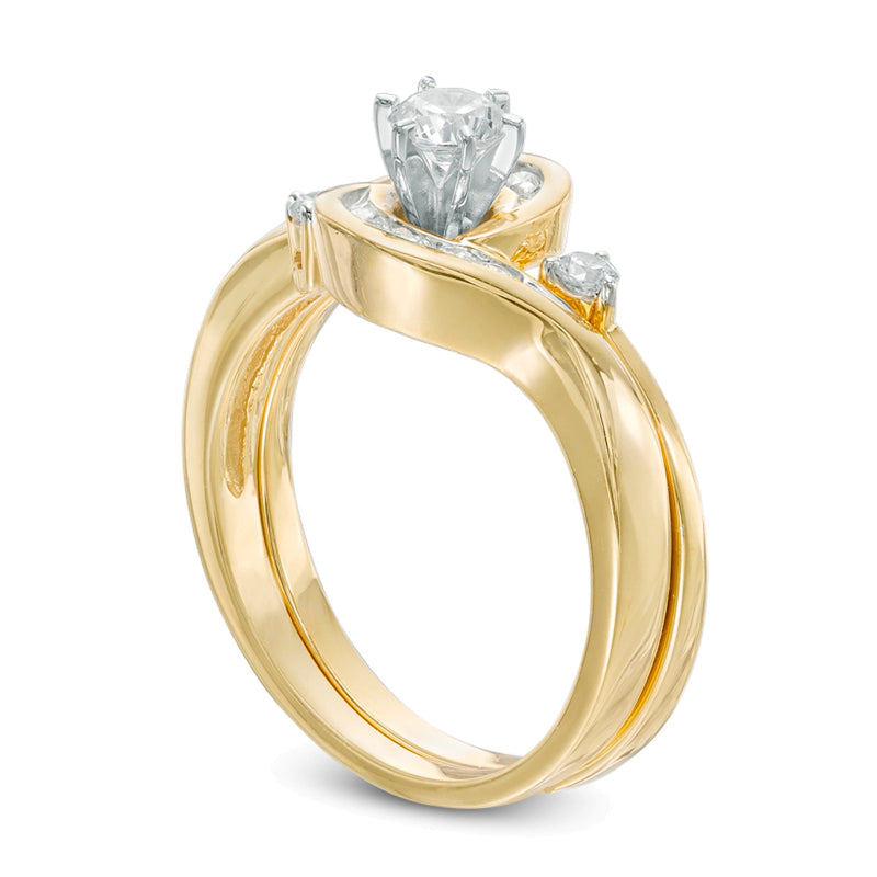 0.5 CT. TW Diamond Frame Bypass Bridal Set in 10K Gold