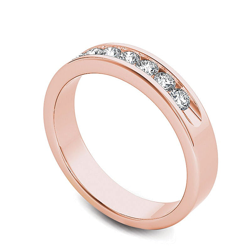 0.5 CT. TW Diamond Seven Stone Wedding Band in 14K Rose Gold