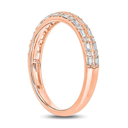 0.2 CT. TW Baguette Diamond Double Row Vintage-Style Band in 10K Rose Gold