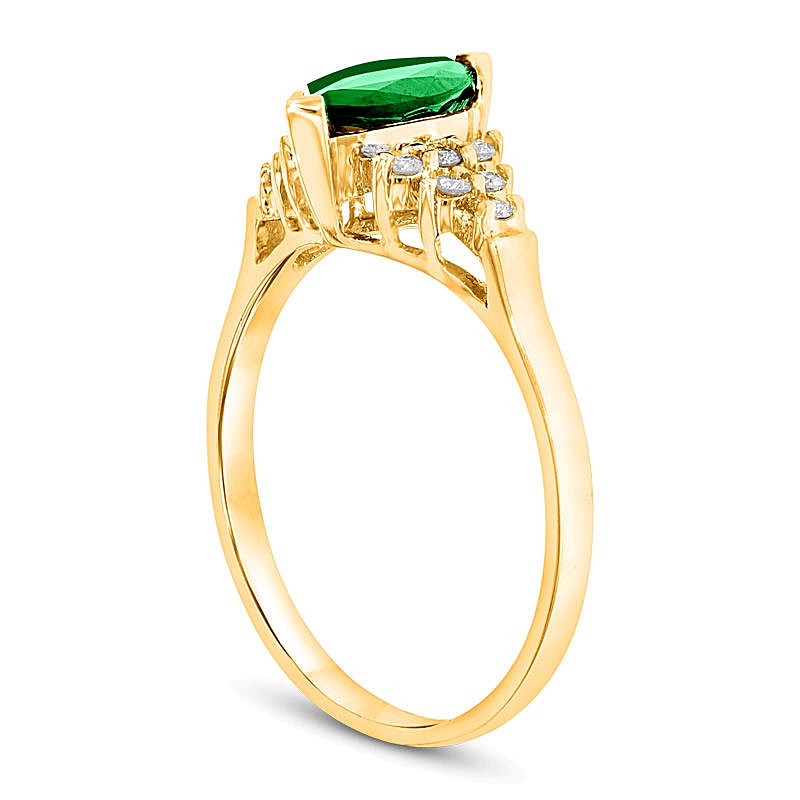Marquise Emerald and 0.2 CT. TW Diamond Composite Ring in 14K Gold