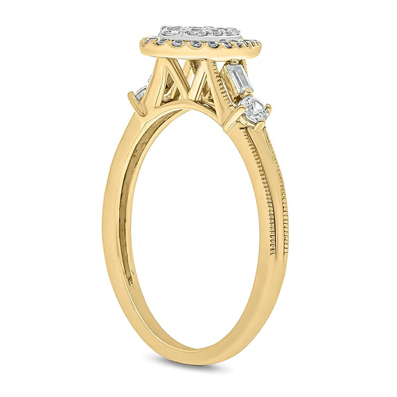 0.33 CT. TW Multi-Diamond Pear-Frame Engagement Ring in 10K Gold