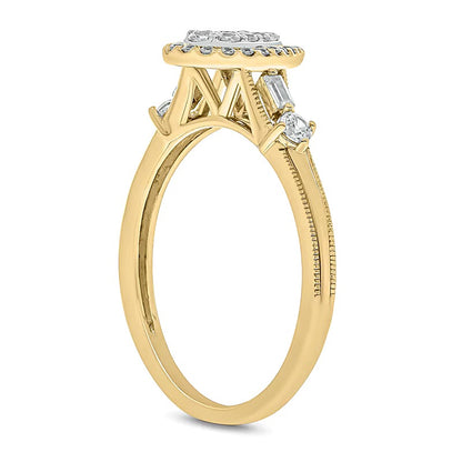 0.33 CT. TW Multi-Diamond Pear-Frame Engagement Ring in 10K Gold