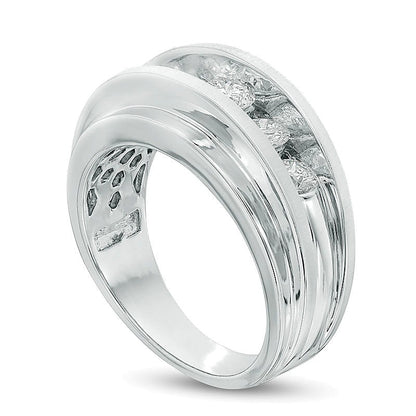 1.5 CT. TW Diamond Five Stone Wedding Band in 14K White Gold