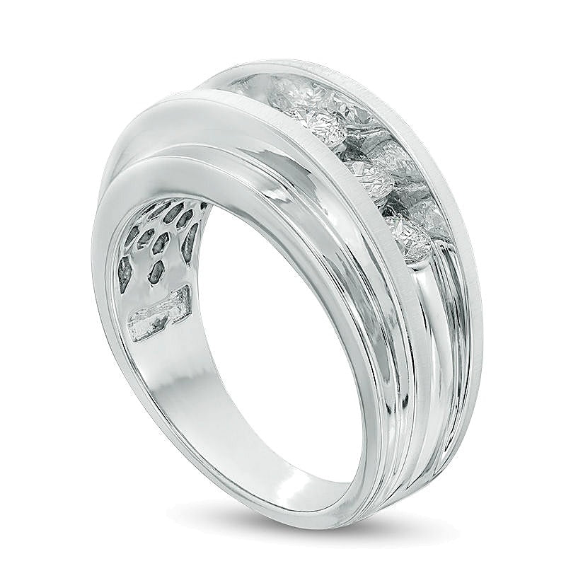 1.5 CT. TW Diamond Five Stone Wedding Band in 14K White Gold