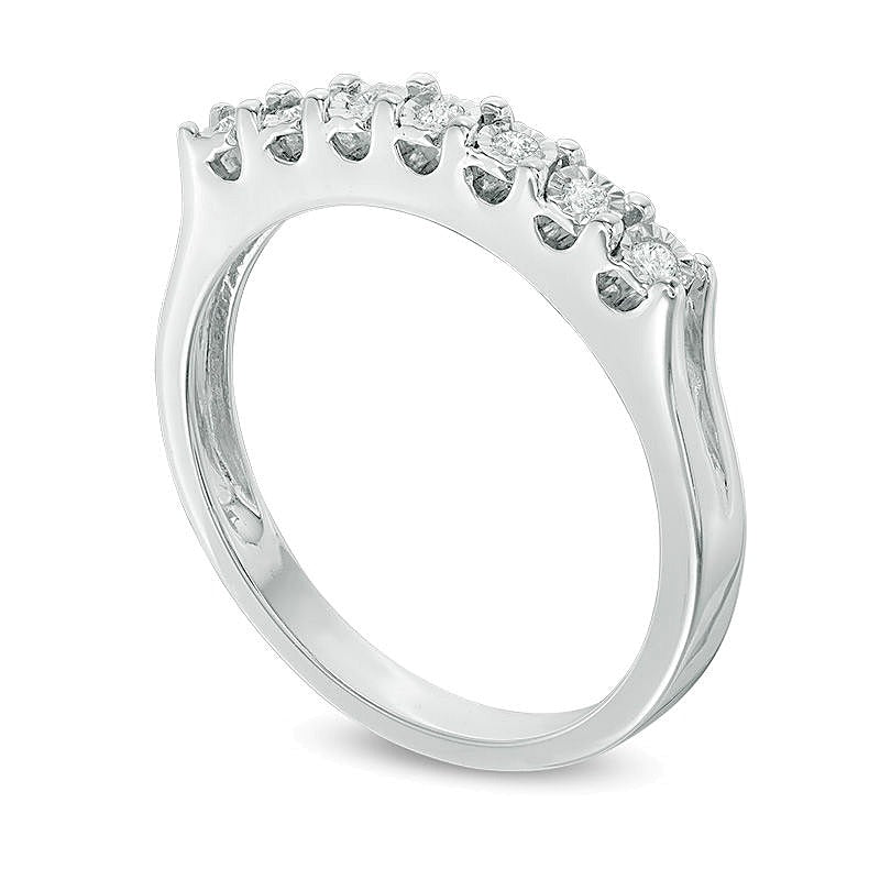 0.1 CT. TW Diamond Seven Stone Anniversary Band in Sterling Silver