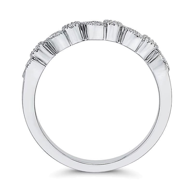 0.1 CT. TW Marquise Multi-Diamond Vintage-Style Band in 10K White Gold