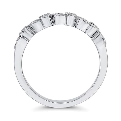 0.1 CT. TW Marquise Multi-Diamond Vintage-Style Band in 10K White Gold