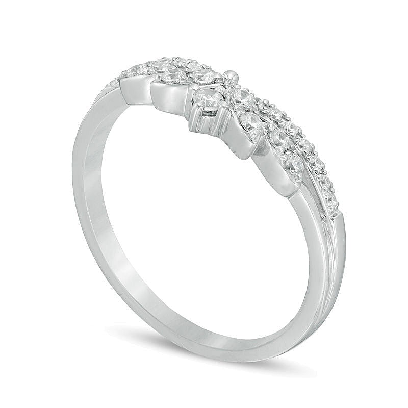 0.25 CT. TW Diamond Crown Contour Anniversary Band in 14K White Gold