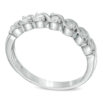 0.13 CT. TW Diamond Seven Stone "S" Anniversary Band in Sterling Silver