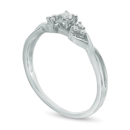 0.07 CT. TW Diamond Twist Shank Promise Ring in 10K White Gold