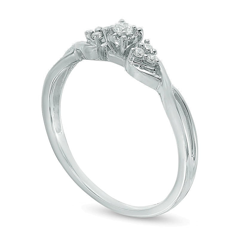 0.07 CT. TW Diamond Twist Shank Promise Ring in 10K White Gold