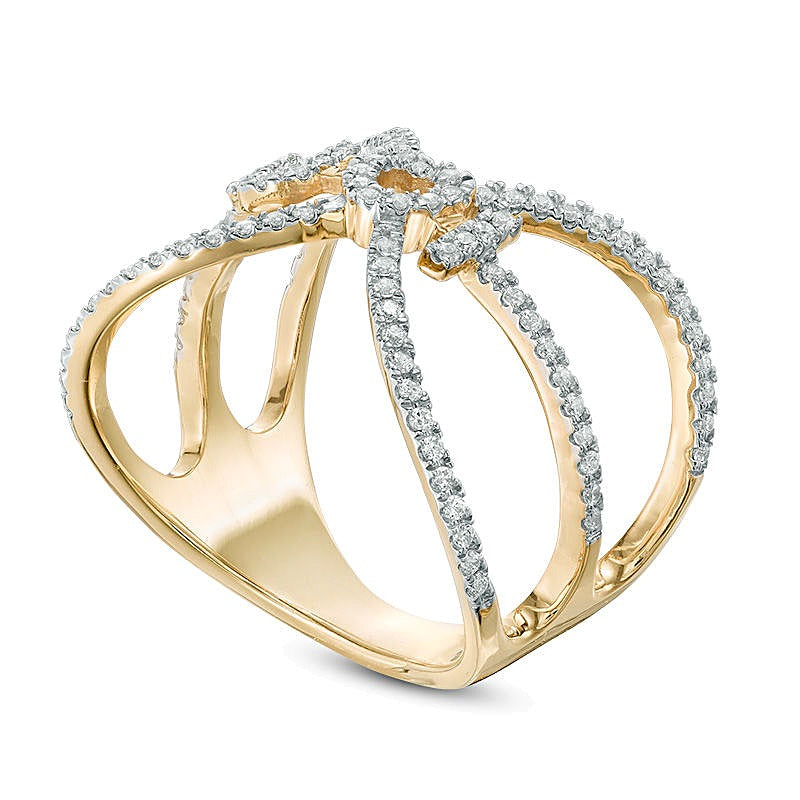 0.33 CT. TW Diamond "I Heart U" Orbit Cage Heart Ring in 10K Gold