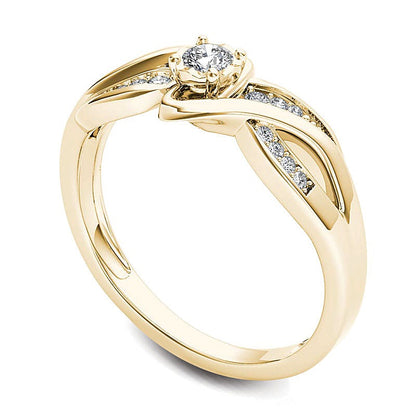 0.13 CT. TW Diamond Crossover Bypass Promise Ring in 14K Gold