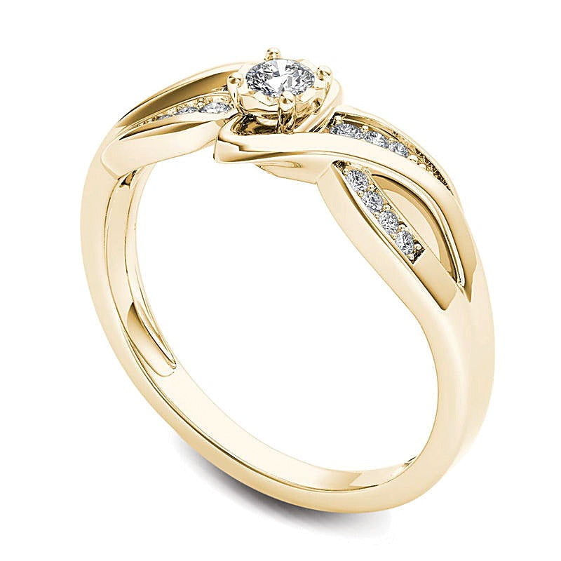 0.13 CT. TW Diamond Crossover Bypass Promise Ring in 14K Gold