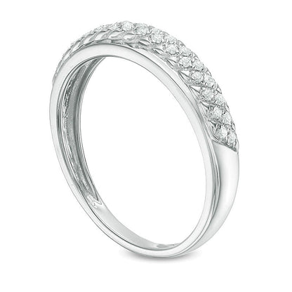 0.13 CT. TW Diamond Lattice Wedding Band in 10K White Gold