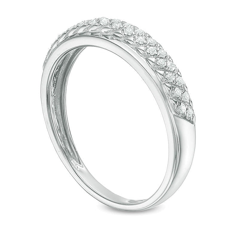0.13 CT. TW Diamond Lattice Wedding Band in 10K White Gold