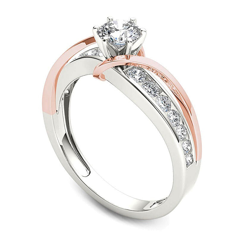 0.75 CT. TW Diamond Crossover Engagement Ring in 14K Two-Tone Gold