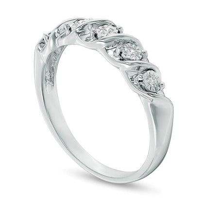 Diamond Accent Five Stone "S" Anniversary Band in 10K White Gold
