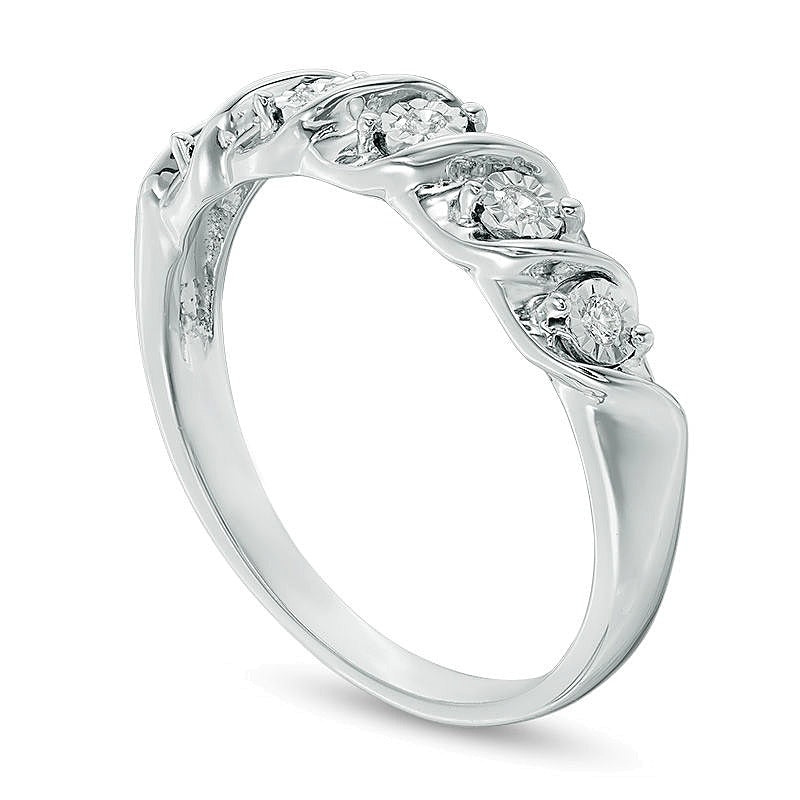 Diamond Accent Five Stone "S" Anniversary Band in 10K White Gold