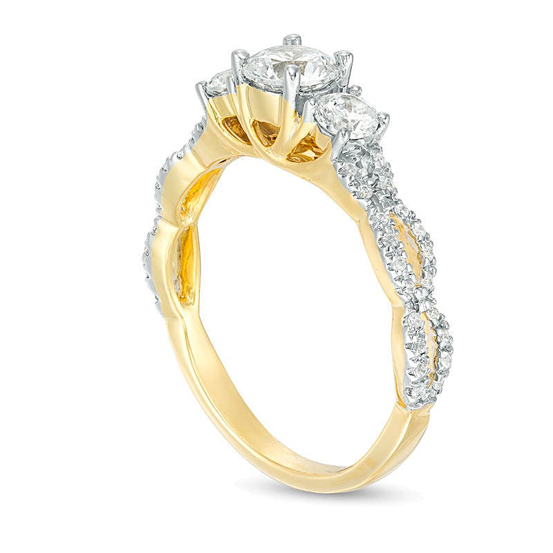 1.0 CT. TW Diamond Three Stone Braid Engagement Ring in 10K Gold