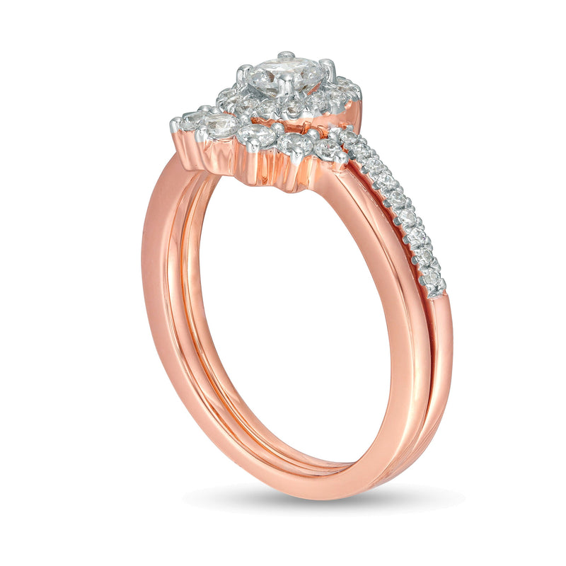 0.63 CT. TW Diamond Frame Tiara Bridal Set in 10K Rose Gold