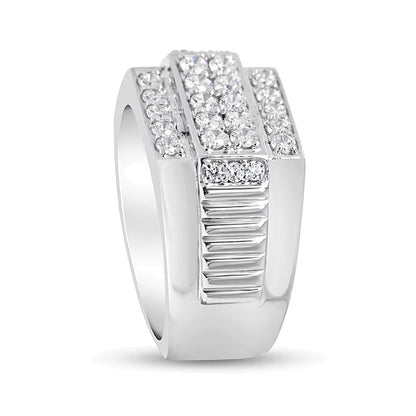 1.0 CT. TW Diamond Multi-Row Ribbed Shank Ring in Sterling Silver