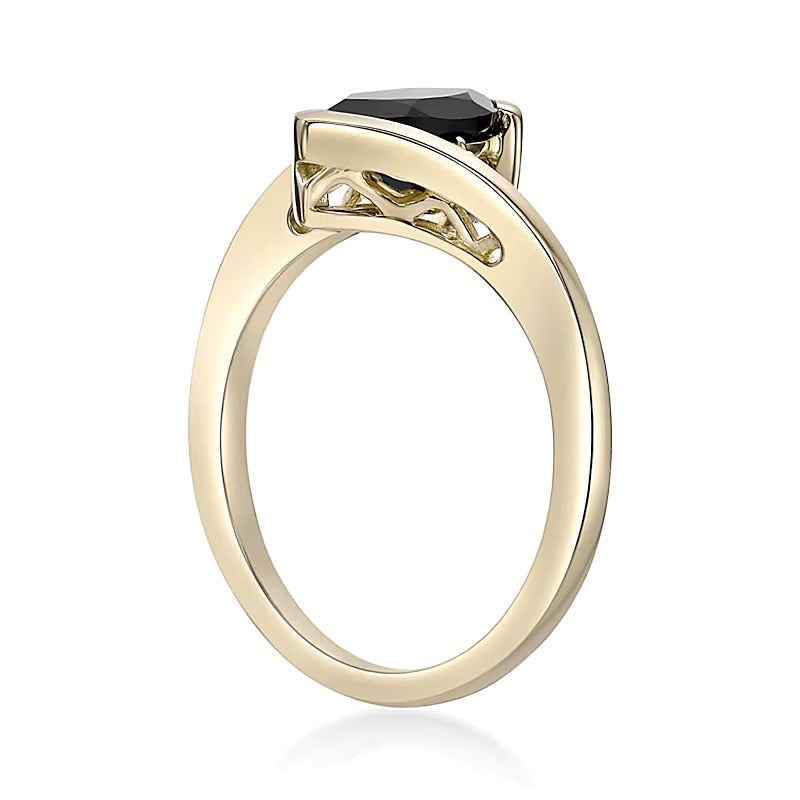 Marquise-Cut Onyx and Diamond Accent Bypass Shank Ring in 10K Gold