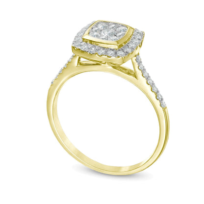 0.5 CT. TW Multi-Diamond Cushion Frame Engagement Ring in 10K Gold