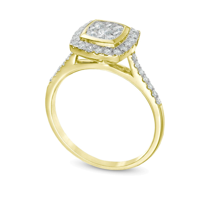 0.5 CT. TW Multi-Diamond Cushion Frame Engagement Ring in 10K Gold