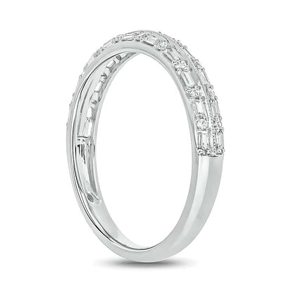 0.2 CT. TW Baguette Diamond Double Row Vintage-Style Band in 10K White Gold