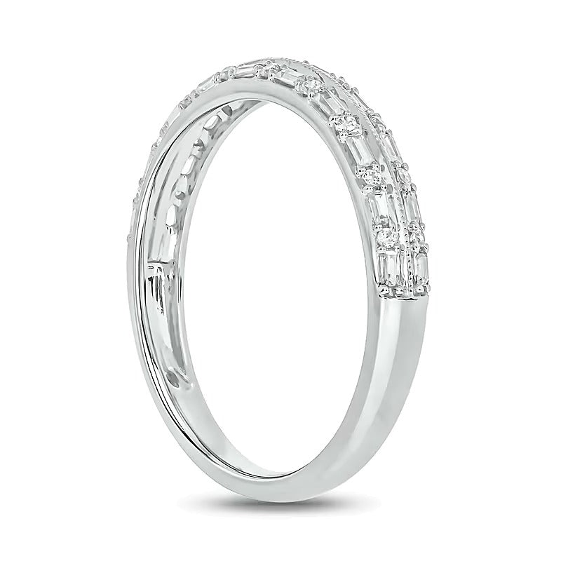 0.2 CT. TW Baguette Diamond Double Row Vintage-Style Band in 10K White Gold