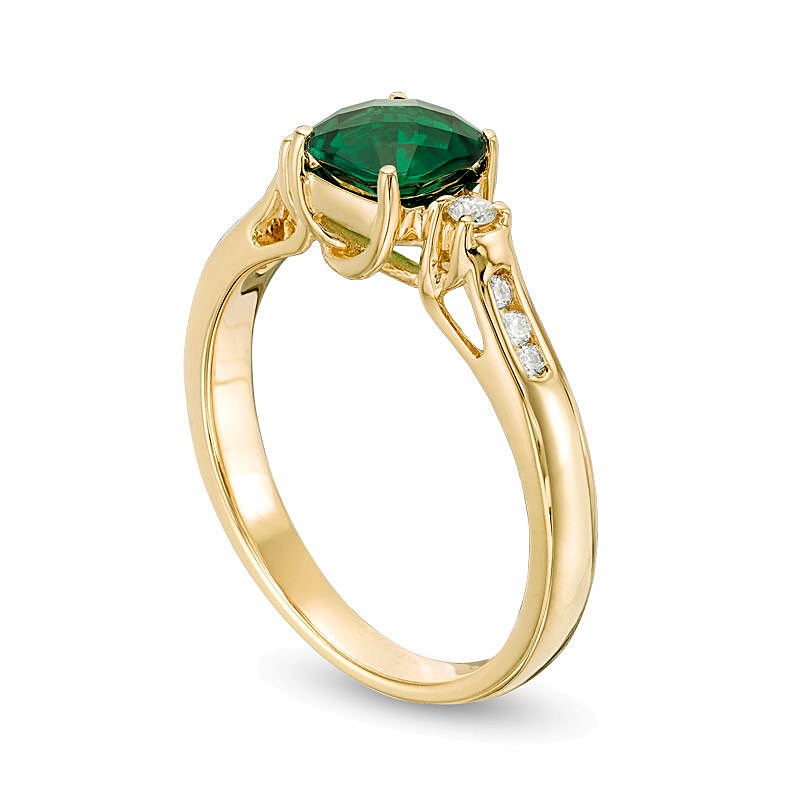 6.0mm Cushion-Shaped Emerald and 0.13 CT. TW Diamond Ring in 10K Gold