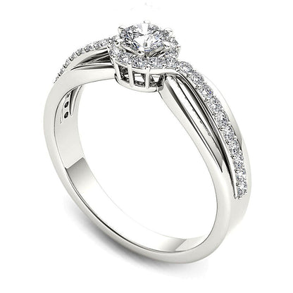 0.5 CT. TW Diamond Frame Swirl Engagement Ring in 14K White Gold