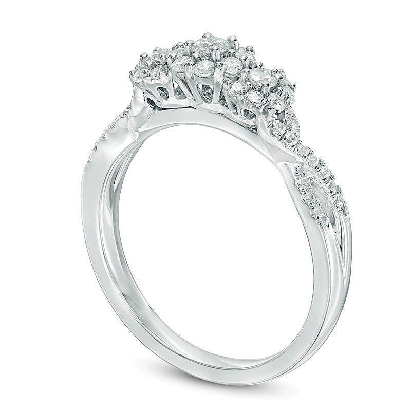 0.5 CT. TW Composite Diamond Three Stone Engagement Ring in 10K White Gold