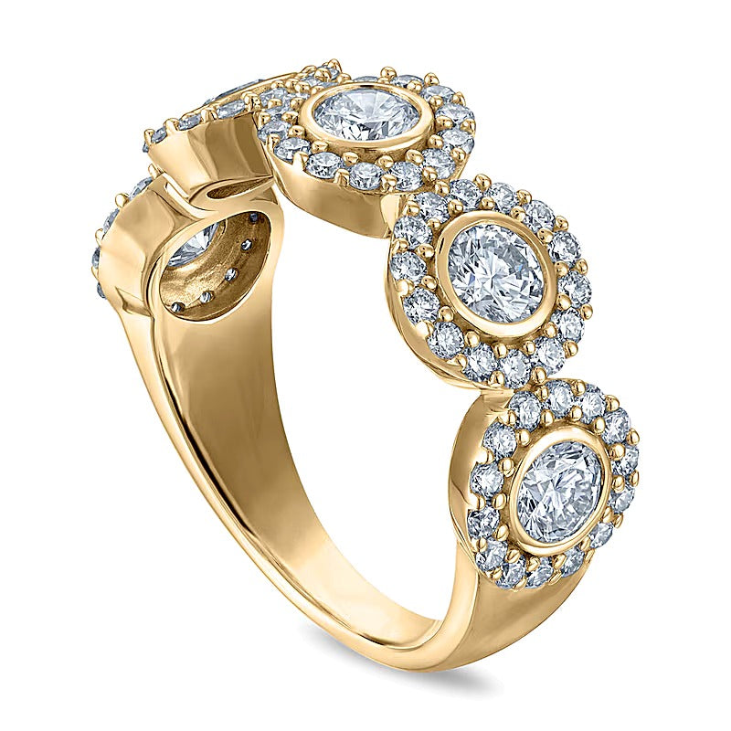 1.5 CT. TW Lab-Grown Diamond Frame Five Stone Anniversary Band in 10K Gold (F/VS2)