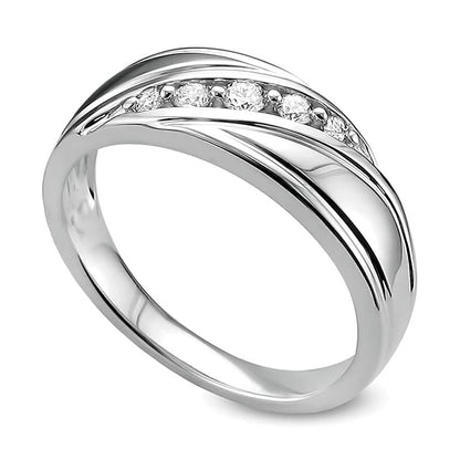 0.25 CT. TW Diamond Slant Textured Band in 14K White Gold