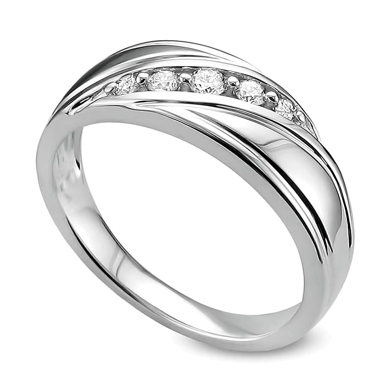0.25 CT. TW Diamond Slant Textured Band in 14K White Gold