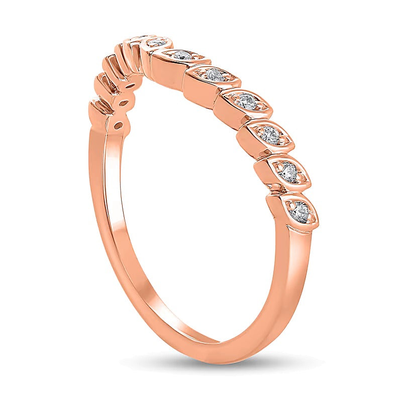 0.1 CT. TW Diamond Marquise Frame Contour Band in 10K Rose Gold