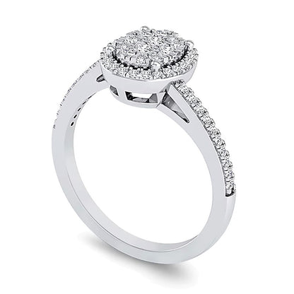 0.33 CT. TW Oval Multi-Diamond Frame Bypass Ring in 10K White Gold