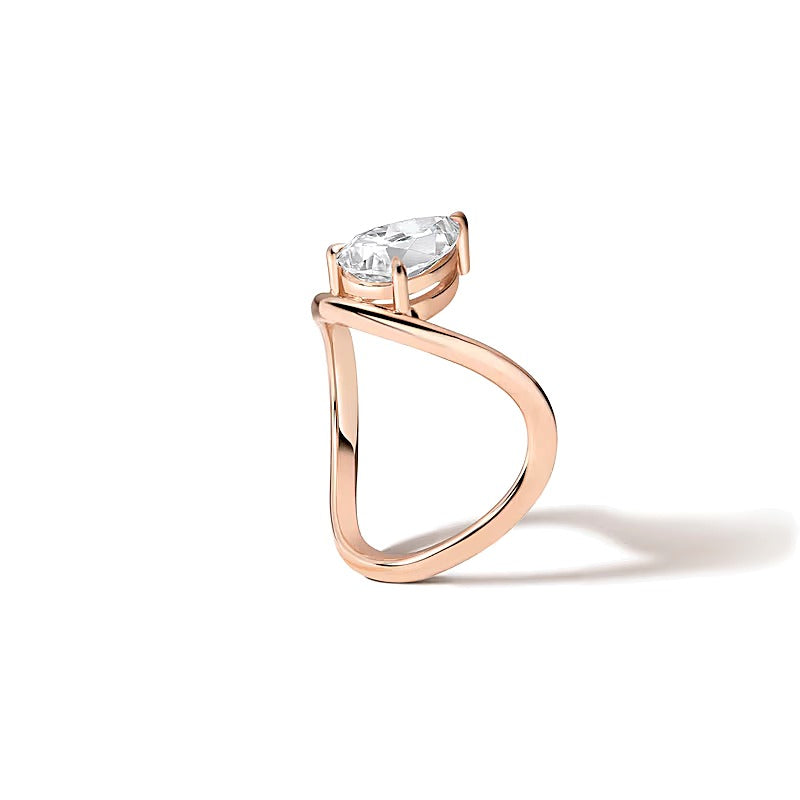 Zales x SHAHLA 1.5 CT. Pear Lab-Grown Diamond Solitaire Zaha Dip Engagement Ring in 14K Rose Gold (F/VS2)