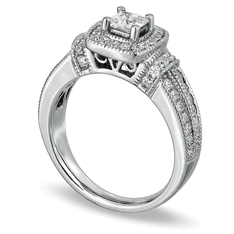 1.0 CT. TW Princess-Cut Diamond Frame Engagement Ring in 14K White Gold