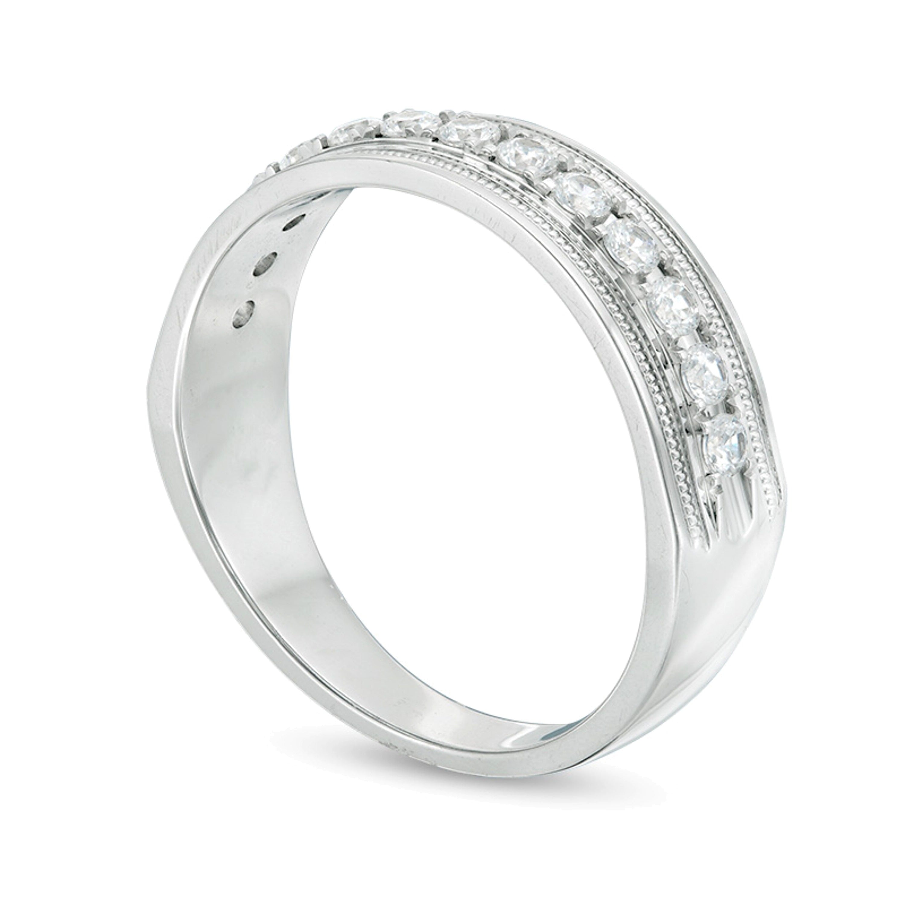 0.5 CT. TW Diamond Vintage-Style Wedding Band in 10K White Gold