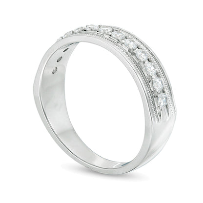 0.5 CT. TW Diamond Vintage-Style Wedding Band in 10K White Gold