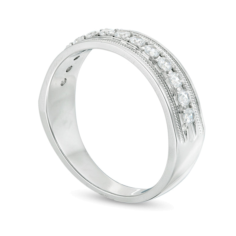 0.5 CT. TW Diamond Vintage-Style Wedding Band in 10K White Gold