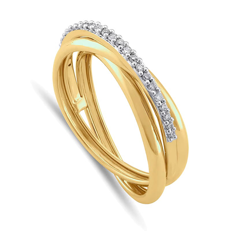 0.17 CT. TW Diamond Criss-Cross Orbit Ring in 10K Gold