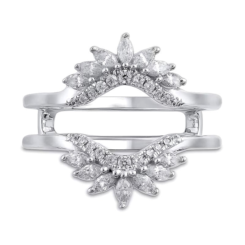 0.5 CT. TW Marquise and Round Diamond Starburst Solitaire Enhancer in 14K White Gold