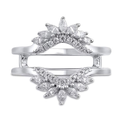 0.5 CT. TW Marquise and Round Diamond Starburst Solitaire Enhancer in 14K White Gold