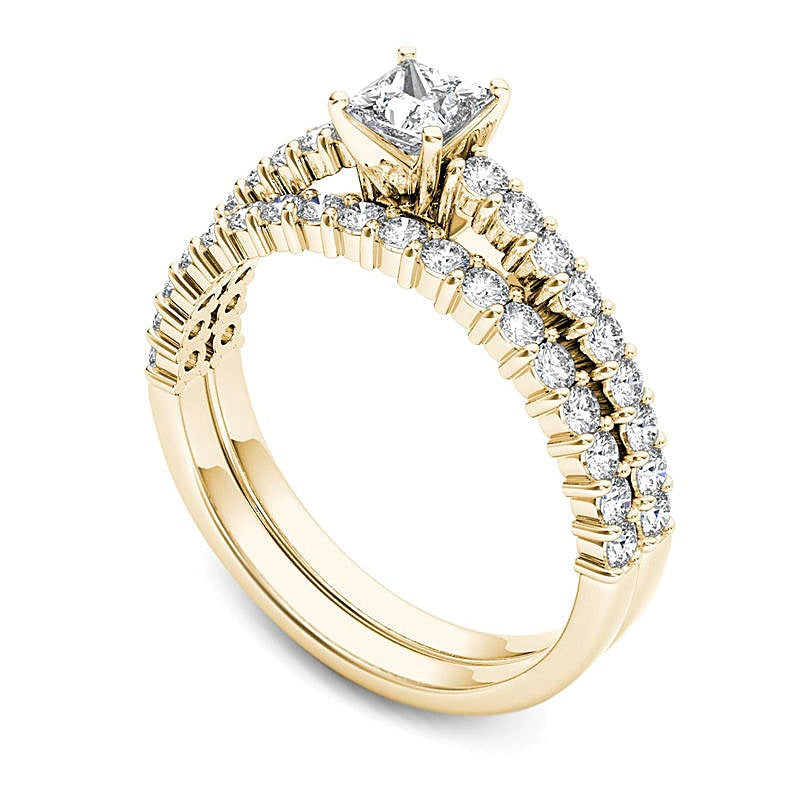 1.0 CT. TW Princess-Cut Diamond Bridal Set in 14K Gold
