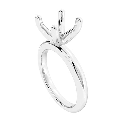 Classic Four-Prong Solitaire Semi-Mount Setting in 14K White Gold