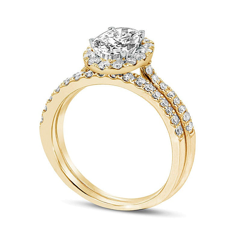 1.33 CT. TW Oval Diamond Frame Bridal Set in 14K Gold (J/SI2)